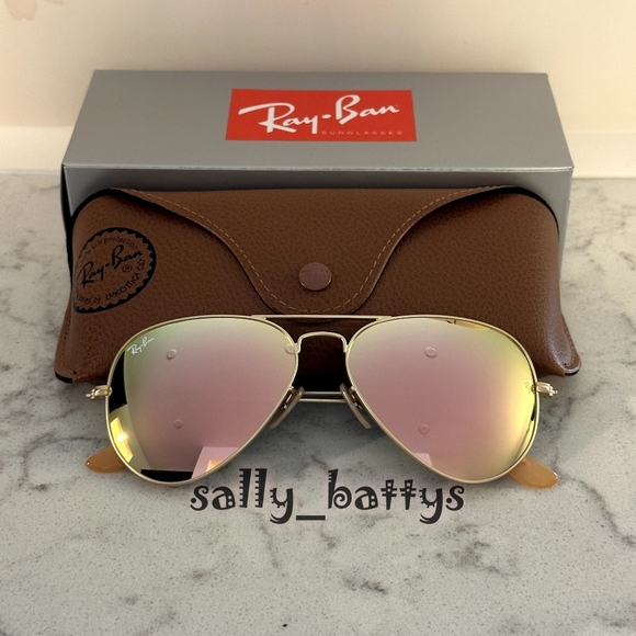 Ray-Ban (Store Display) Aviator Reflective Copper Rose Gold RB3025 Pink Mirror - Picture 5 of 15
